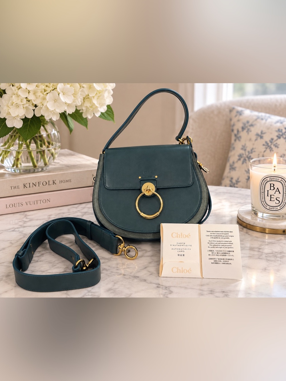 Chloe Large Tess Cloudy Blue Luxury Leather & Suede Bag